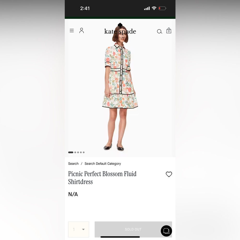 SOLD- Kate Spade Picnic Perfect Blossom Fluid Shirtdress